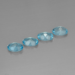Gemas de topacio azul natural de  ct, corte óvalo, VVS-VS