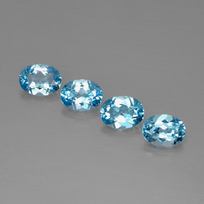 Gemas de topacio azul natural de  ct, corte óvalo, VVS-VS
