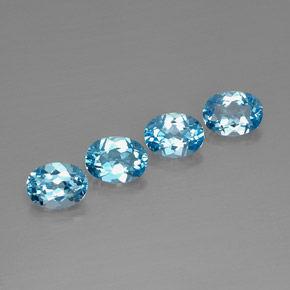 Gemas de topacio azul natural de  ct, corte óvalo, VVS-VS