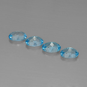 Gemas de topacio azul natural de  ct, corte óvalo, VVS-VS