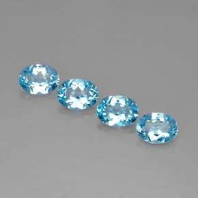 Gemas de topacio azul natural de  ct, corte óvalo, VVS-VS