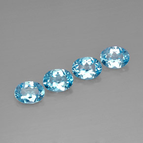 Gemas de topacio azul natural de  ct, corte óvalo, VVS-VS