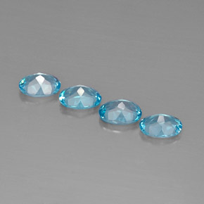 Gemas de topacio azul natural de  ct, corte óvalo, VVS-VS