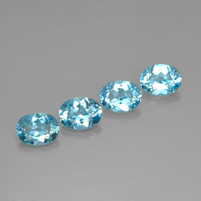 Gemas de topacio azul natural de  ct, corte óvalo, VVS-VS