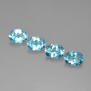 Gemas de topacio azul natural de  ct, corte óvalo, VVS-VS