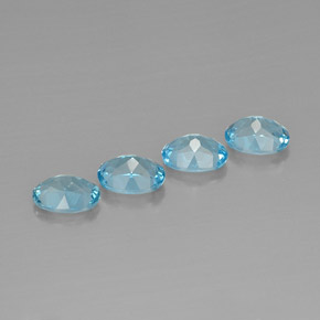 Gemas de topacio azul natural de  ct, corte óvalo, VVS-VS