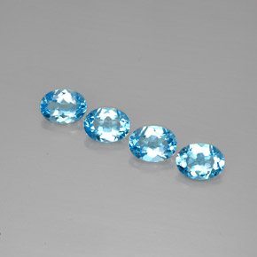 Gemas de topacio azul natural de  ct, corte óvalo, VVS-VS