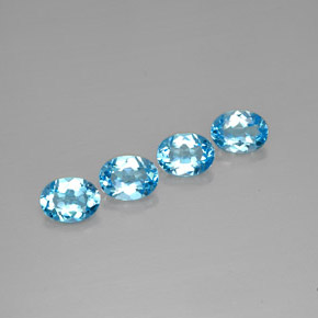Gemas de topacio azul natural de  ct, corte óvalo, VVS-VS