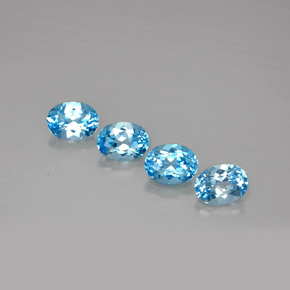 Gemas de topacio azul natural de  ct, corte óvalo, VVS-VS