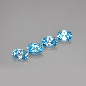 Gemas de topacio azul natural de  ct, corte óvalo, VVS-VS