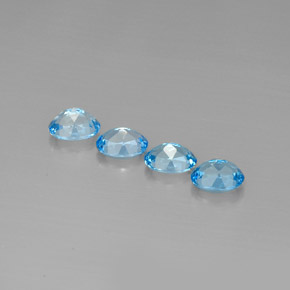 Gemas de topacio azul natural de  ct, corte óvalo, VVS-VS