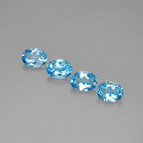Gemas de topacio azul natural de  ct, corte óvalo, VVS-VS
