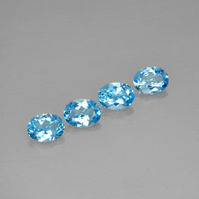 Gemas de topacio azul natural de  ct, corte óvalo, VVS-VS