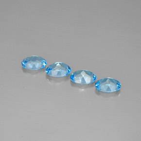 Gemas de topacio azul natural de  ct, corte óvalo, VVS-VS
