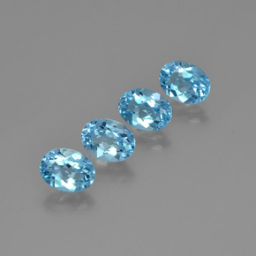 Gemas de topacio azul natural de  ct, corte óvalo, VVS-VS
