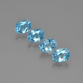 Gemas de topacio azul natural de  ct, corte óvalo, VVS-VS