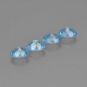 Gemas de topacio azul natural de  ct, corte óvalo, VVS-VS