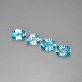 Gemas de topacio azul natural de  ct, corte óvalo, VVS-VS