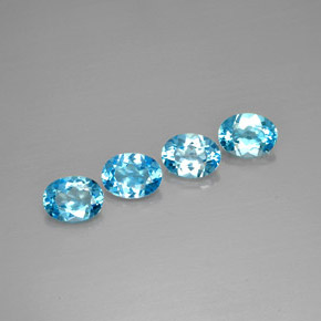 Gemas de topacio azul natural de  ct, corte óvalo, VVS-VS
