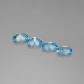 Gemas de topacio azul natural de  ct, corte óvalo, VVS-VS