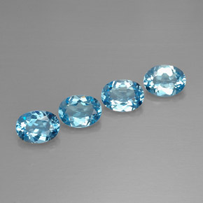 Gemas de topacio azul suizo natural de  ct, corte óvalo, VVS-VS