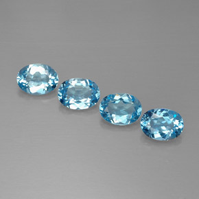 Gemas de topacio azul suizo natural de  ct, corte óvalo, VVS-VS