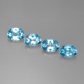 Gemas de topacio azul natural de  ct, corte óvalo, VVS-VS