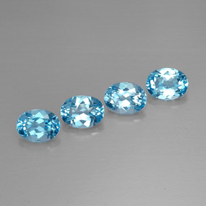 Gemas de topacio azul natural de  ct, corte óvalo, VVS-VS