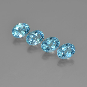 Gemas de topacio azul natural de  ct, corte óvalo, VVS-VS