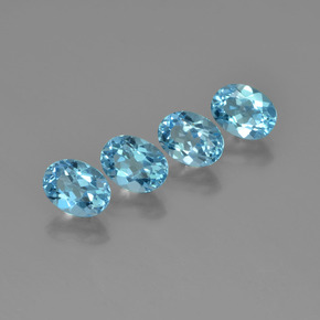 Gemas de topacio azul natural de  ct, corte óvalo, VVS-VS