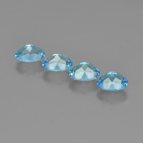 Gemas de topacio azul natural de  ct, corte óvalo, VVS-VS