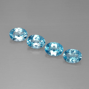 Gemas de topacio azul natural de  ct, corte óvalo, VVS-VS