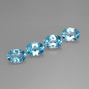 Gemas de topacio azul natural de  ct, corte óvalo, VVS-VS