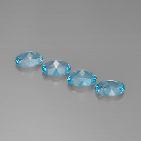 Gemas de topacio azul natural de  ct, corte óvalo, VVS-VS