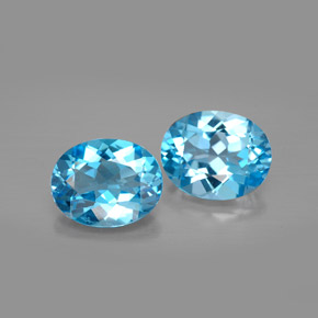 Gemas de topacio azul natural de  ct, corte óvalo, VVS-VS