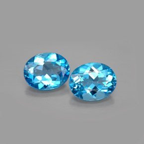 Gemas de topacio azul natural de  ct, corte óvalo, VVS-VS