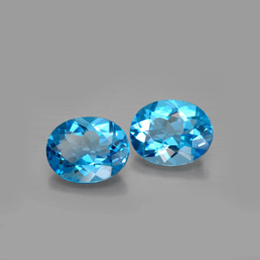 Gemas de topacio azul natural de  ct, corte óvalo, VVS-VS