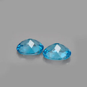 Gemas de topacio azul natural de  ct, corte óvalo, VVS-VS