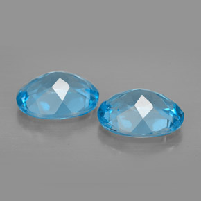 Gemas de topacio azul natural de  ct, corte óvalo, VVS-VS