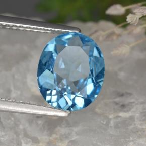 Topacio azul natural de 2,35 ct, corte óvalo, VS