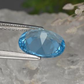 Topacio azul natural de 2,35 ct, corte óvalo, VS