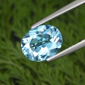 Topacio azul natural de 3,10 ct, corte óvalo, VS