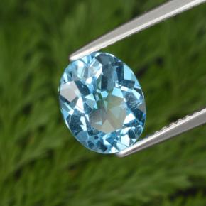 Topacio azul natural de 3,10 ct, corte óvalo, VS