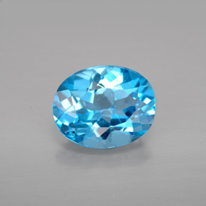 Topacio azul natural de 2,81 ct, corte óvalo, VS