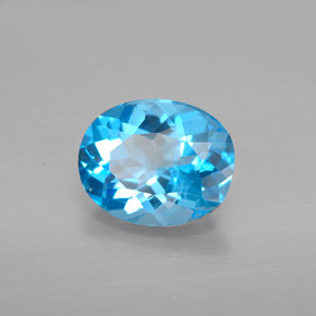 Topacio azul natural de 2,81 ct, corte óvalo, VS