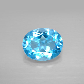 Topacio azul natural de 3,18 ct, corte óvalo, VS