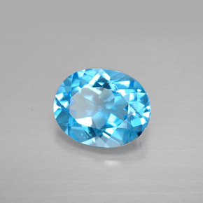Topacio azul natural de 3,18 ct, corte óvalo, VS