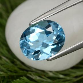 Topacio azul natural de 3,09 ct, corte óvalo, VS
