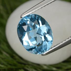 Topacio azul natural de 3,09 ct, corte óvalo, VS