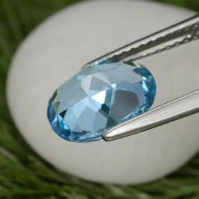 Topacio azul natural de 3,09 ct, corte óvalo, VS